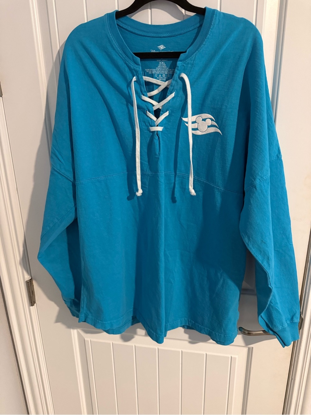 Disney Cruise Line Spirit Jersey XXL Blue Lace-Up Mickey Long Sleeve